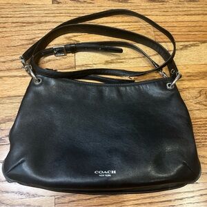 Black Coach Legacy Leather Double Gusset Flap Crossbody bag 26601